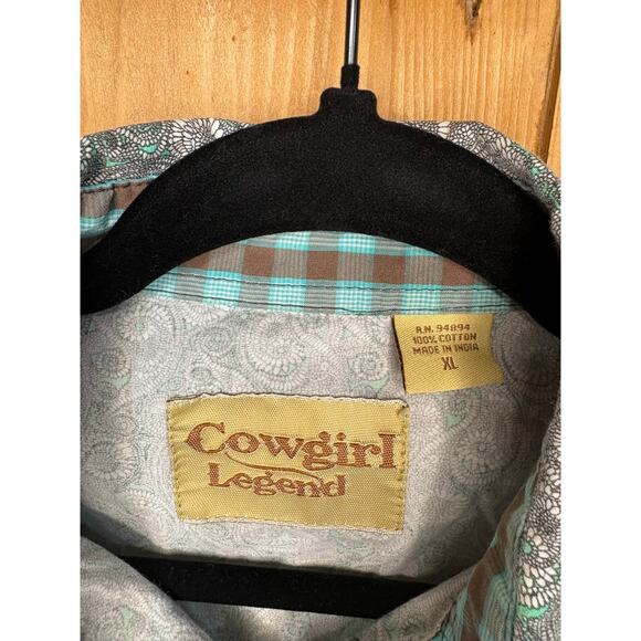Cowgirl Legend Western Shirt XL Short Sleeve Snap Front Western Pattern - Picture 3 of 6